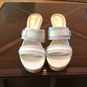 White platform sandals by Ann Klein